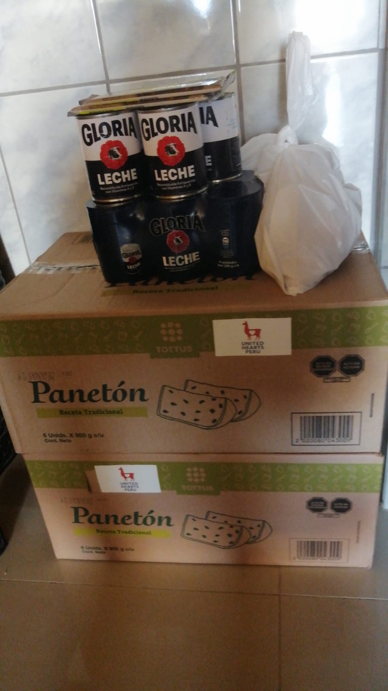 Boxes of panettone and supplies prepared for local distribution